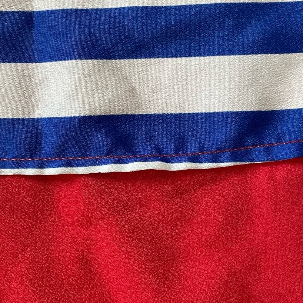 Women’s blouse Blue & White Striped Nautical Top with Red colorblock size medium - Picture 5 of 6